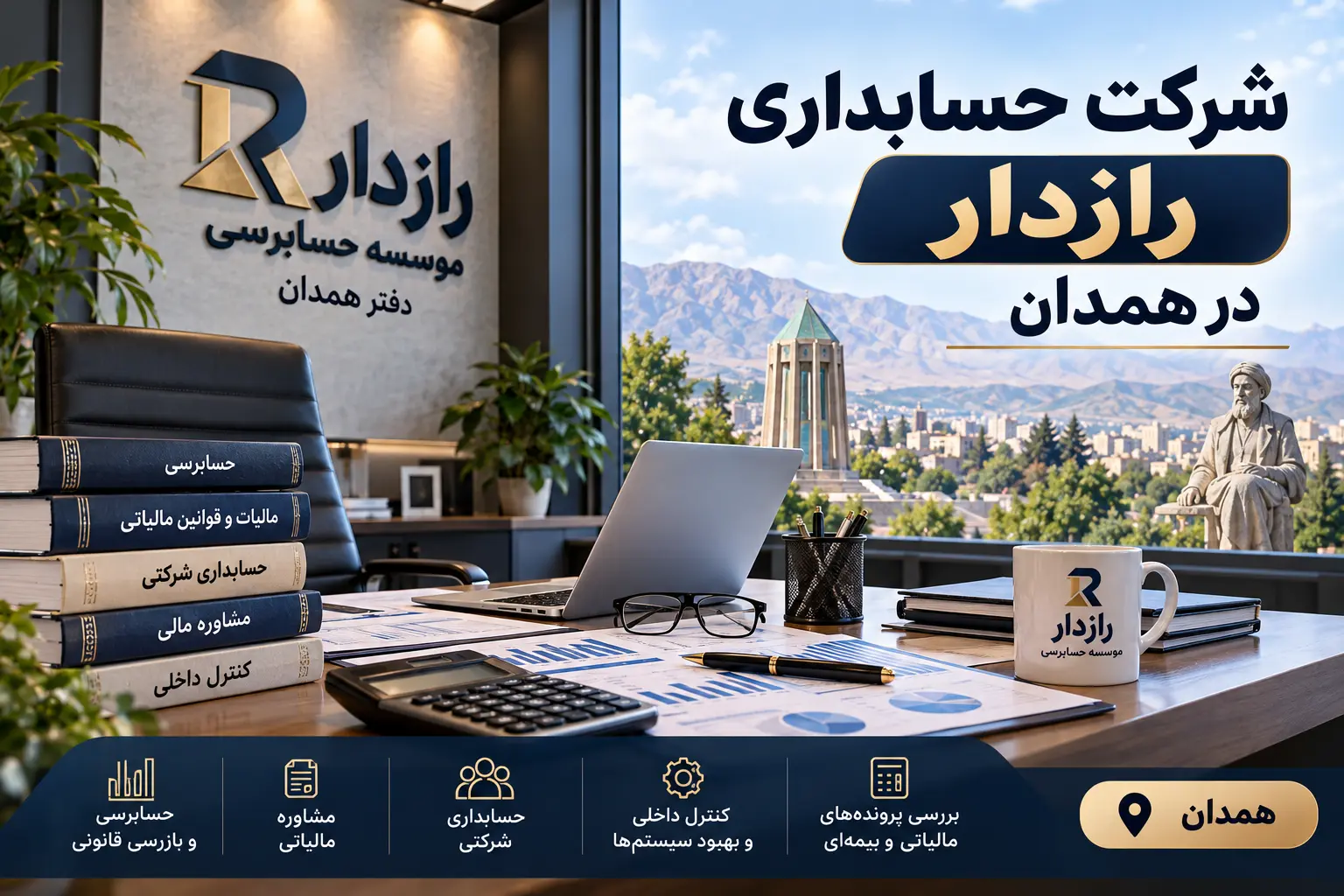شرکت حسابداری در همدان | معرفی و مقایسه ۱۰ مجموعه برتر ۱۴۰۵ 2 شرکت حسابداری رازدار در همدان